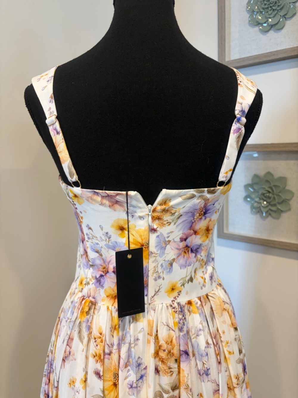Aqua Blu Floral Cotton & Silk Wedding Guest Formal Dress With Pockets NWT! - Picture 11 of 16